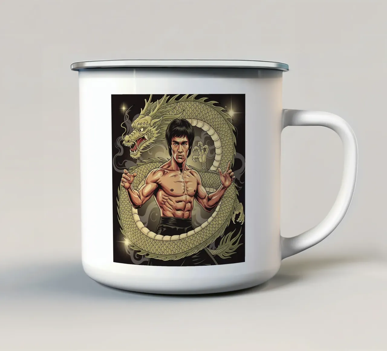 Bruce Lee art tazza in smalto da Lembayung art