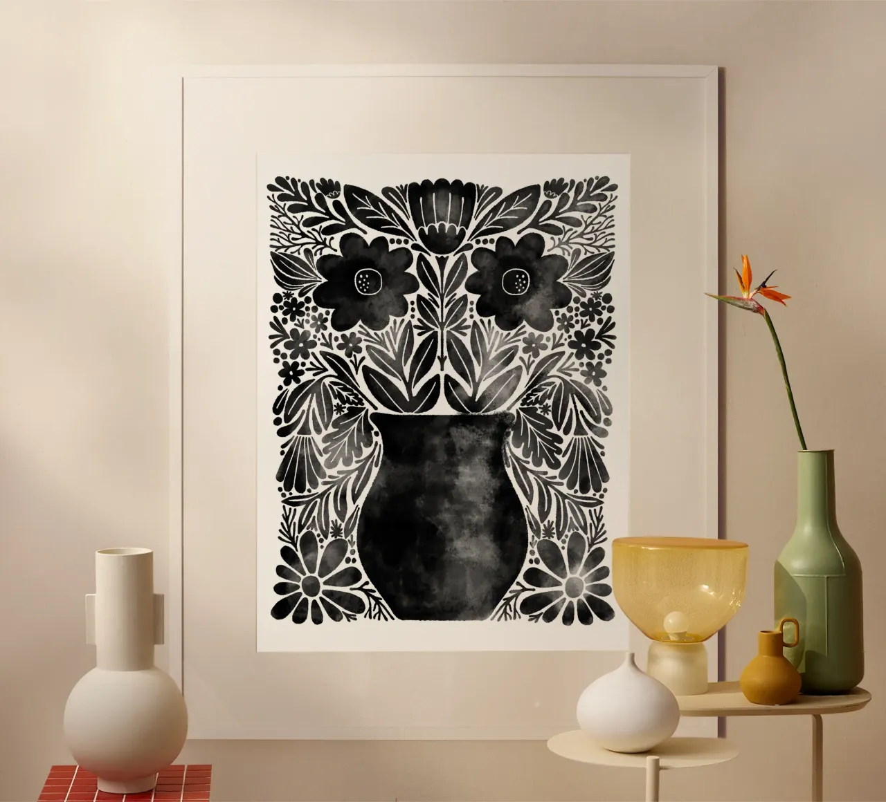 Vaso di fiori poster con telaio in legno da Matthew Taylor Wilson