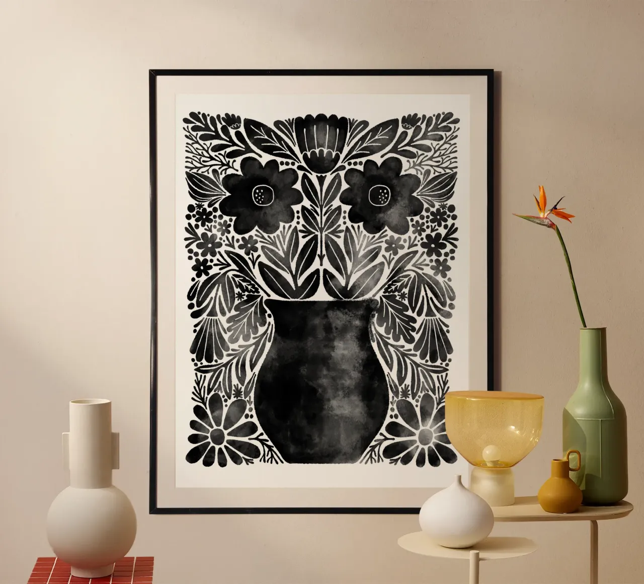 Vaso di fiori poster con telaio in legno da Matthew Taylor Wilson