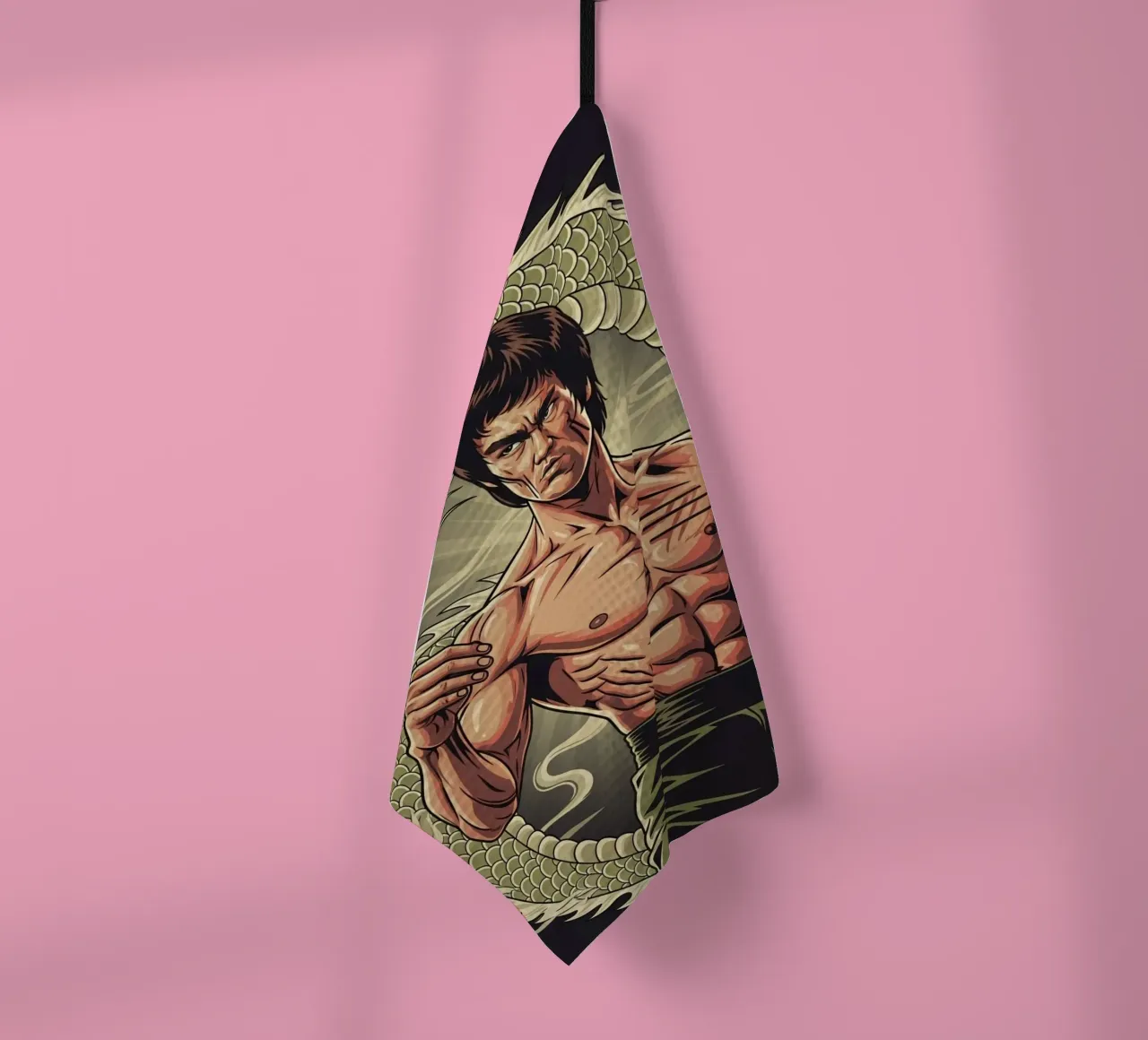 Bruce Lee the Legend of martial art tea towel by Lembayung art