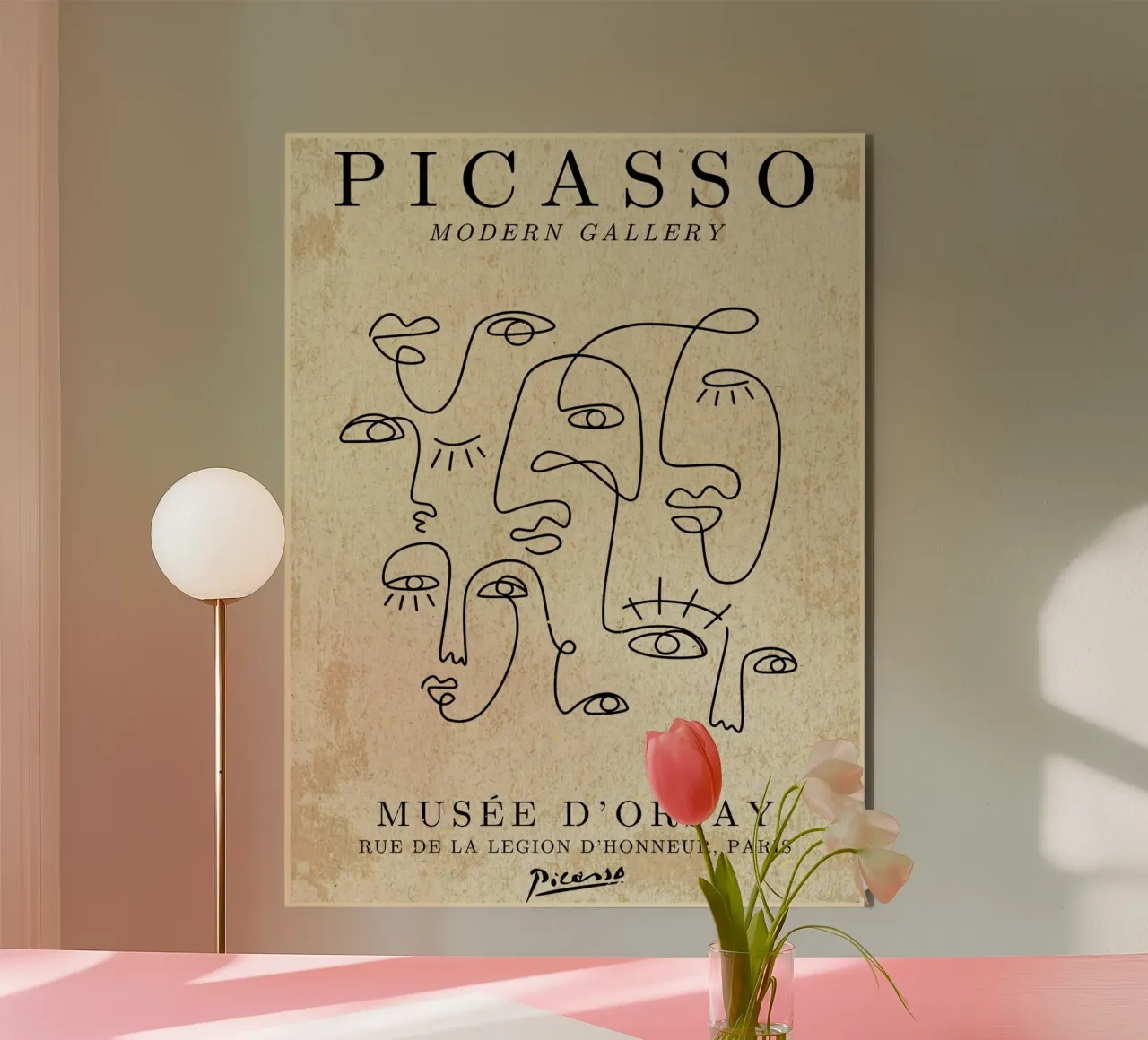 Picasso Line Art Faces alluminio dibond da Andrew S Morrison