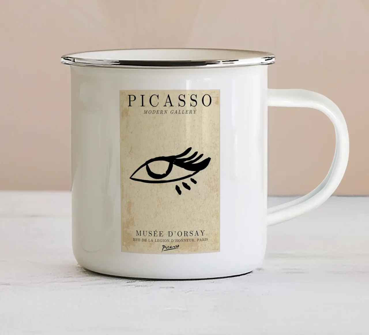 Picasso Eye Poster tazza in smalto da Andrew S Morrison