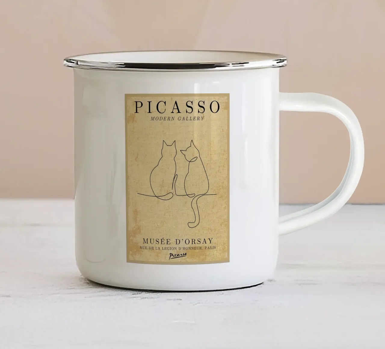 Gatti Picasso Line Art tazza in smalto da Andrew S Morrison