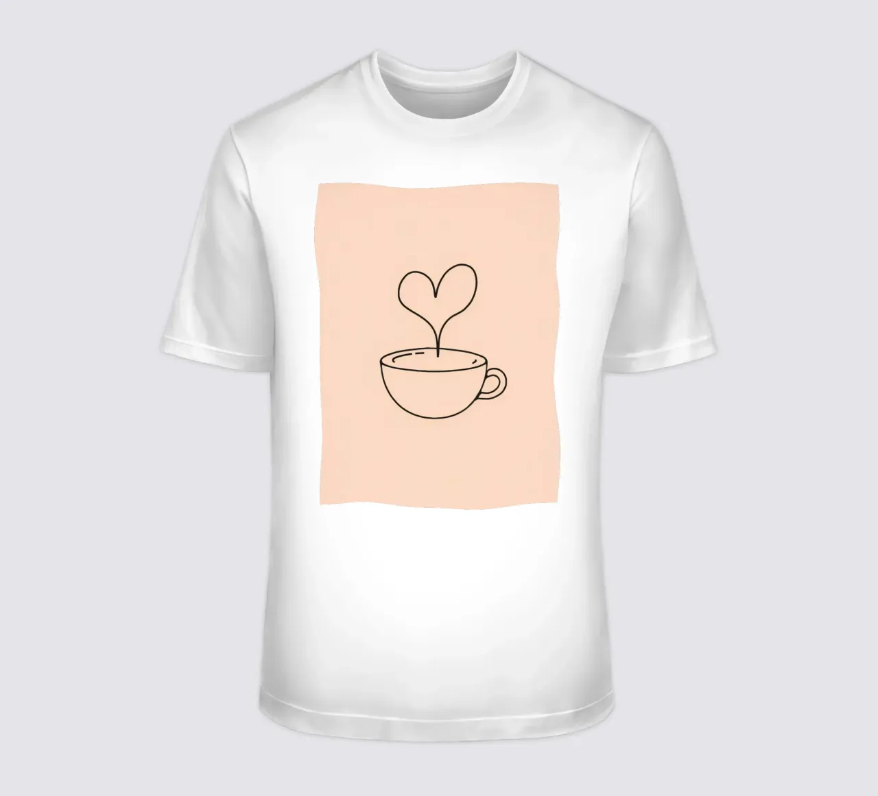 Tazza da caffè con vapore a forma di cuore su un semplice disegno pastello t-shirt da DesignDoodle