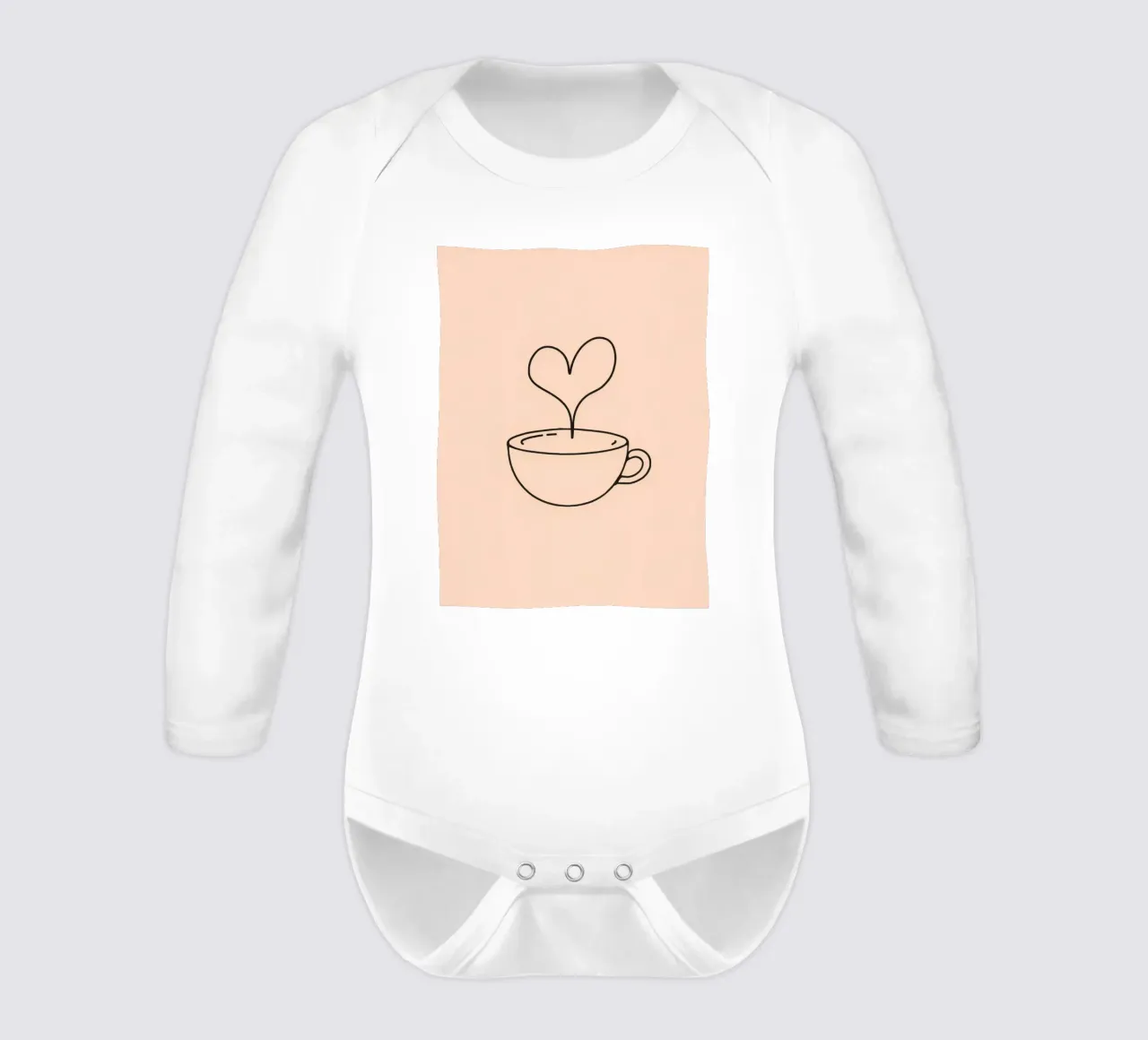 Kaffeetasse mit herzförmigem Dampf auf einem einfachen Pastellbild Langarm Babybody von DesignDoodle