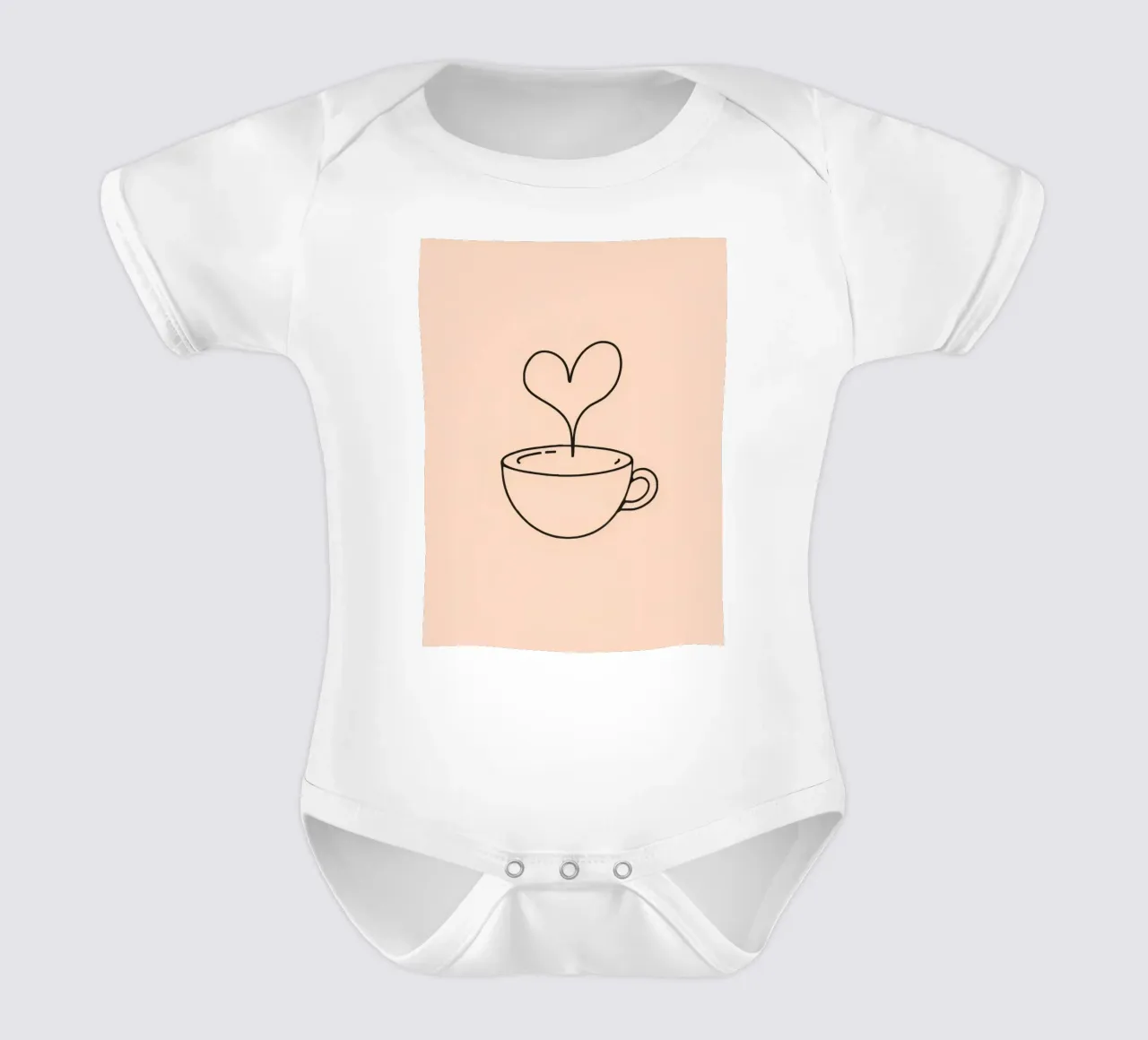 Tazza da caffè con vapore a forma di cuore su un semplice disegno pastello body neonato maniche corte da DesignDoodle