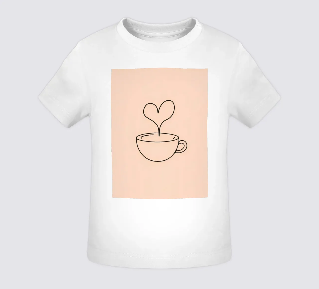 Tazza da caffè con vapore a forma di cuore su un semplice disegno pastello maglietta neonato da DesignDoodle