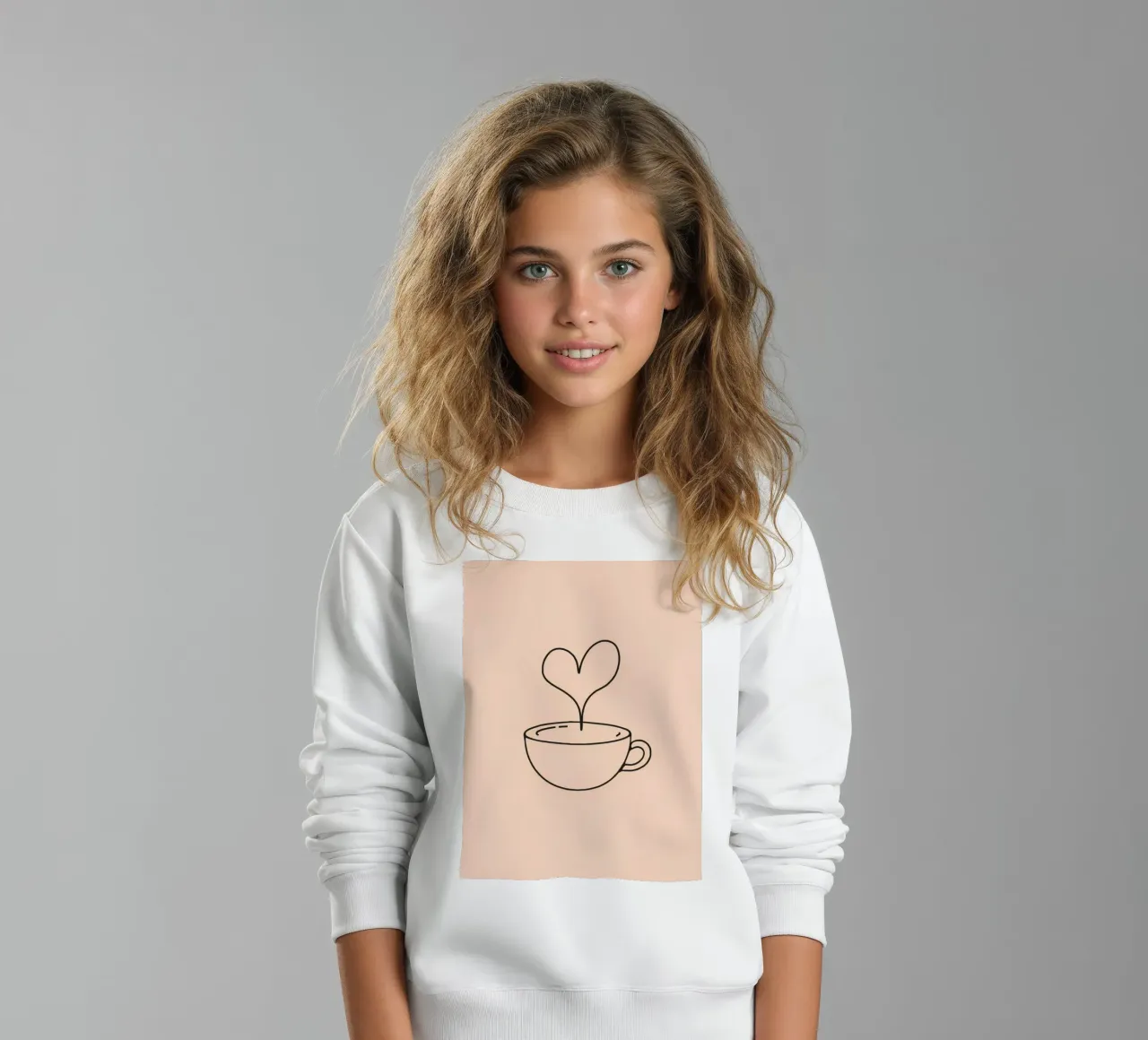Tazza da caffè con vapore a forma di cuore su un semplice disegno pastello felpa bambino da DesignDoodle