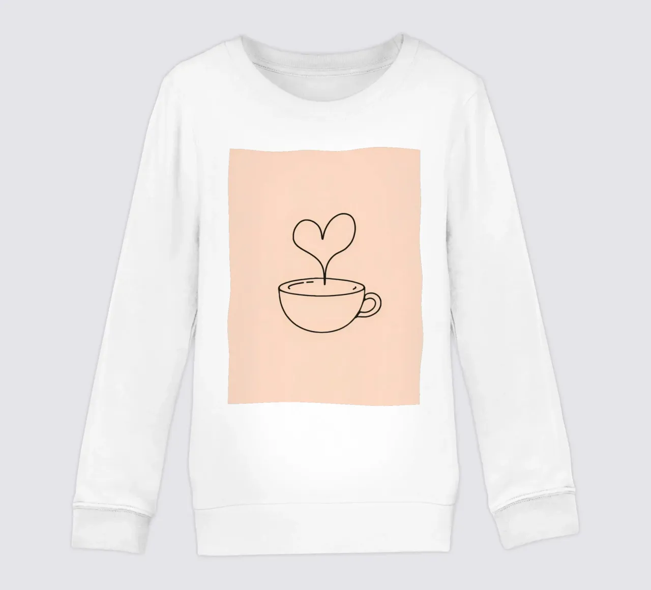 Tazza da caffè con vapore a forma di cuore su un semplice disegno pastello felpa bambino da DesignDoodle