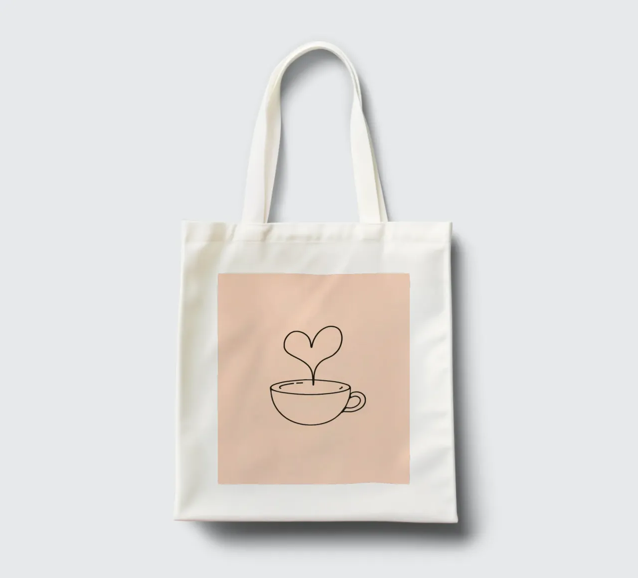 Tazza da caffè con vapore a forma di cuore su un semplice disegno pastello borsa in juta da DesignDoodle