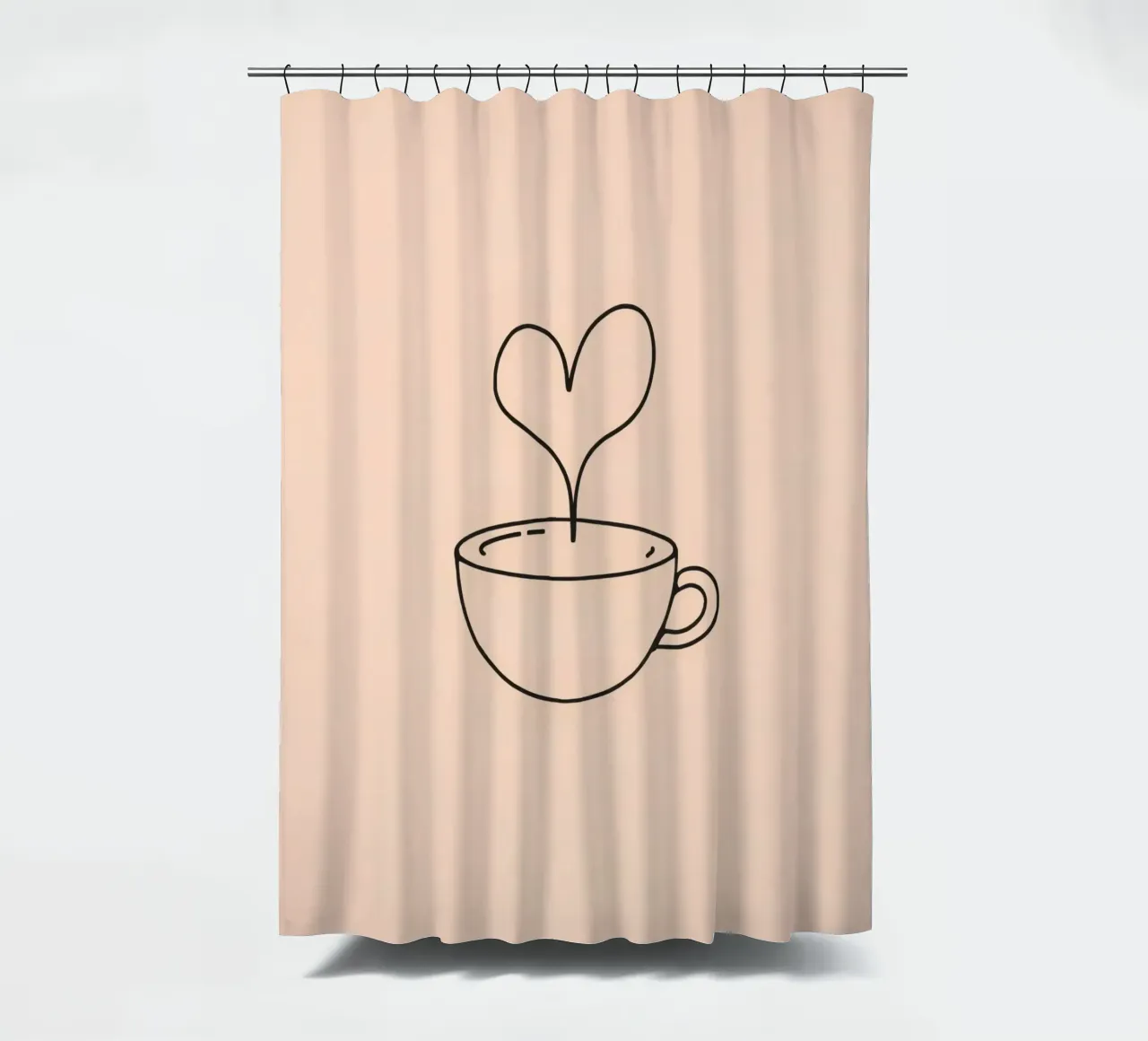Tazza da caffè con vapore a forma di cuore su un semplice disegno pastello tenda da doccia da DesignDoodle