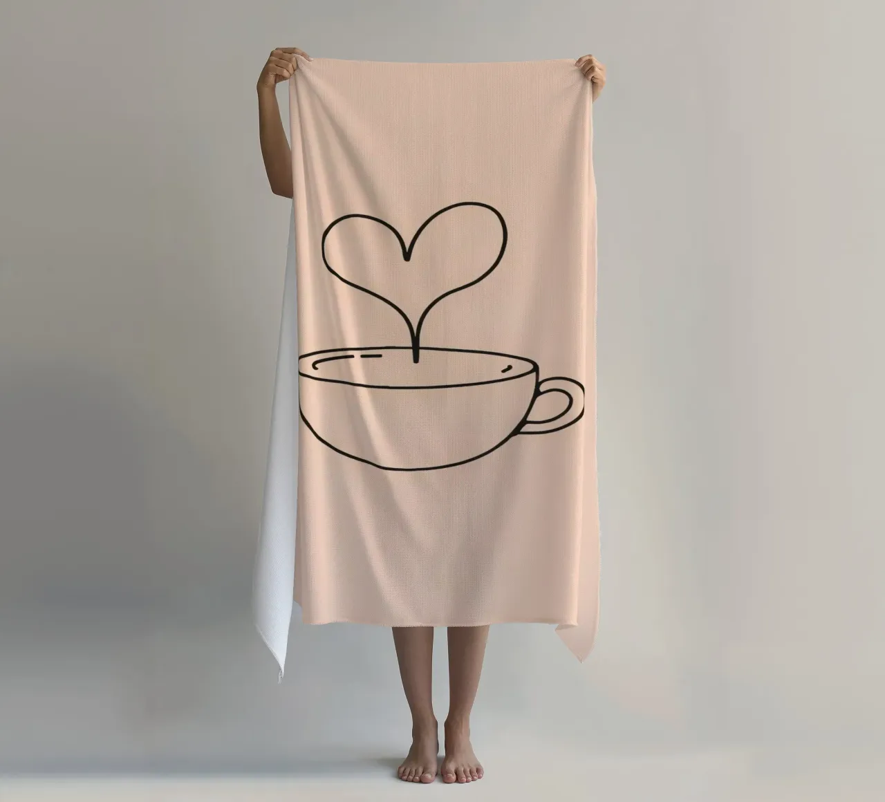 Tazza da caffè con vapore a forma di cuore su un semplice disegno pastello telo mare da DesignDoodle