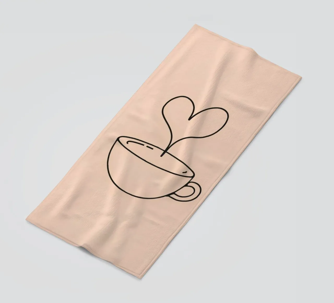 Tazza da caffè con vapore a forma di cuore su un semplice disegno pastello telo mare da DesignDoodle