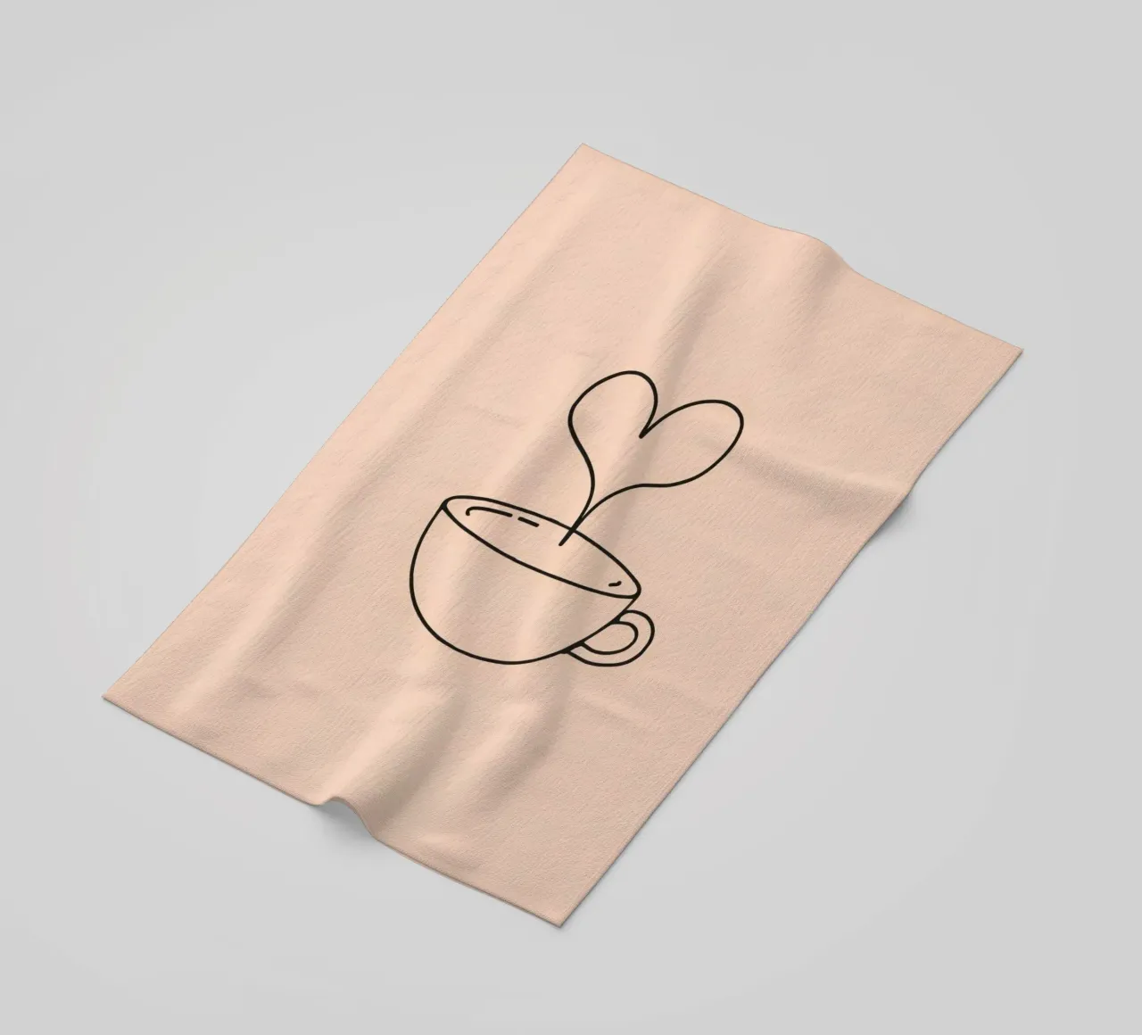 Tazza da caffè con vapore a forma di cuore su un semplice disegno pastello telo mare da DesignDoodle