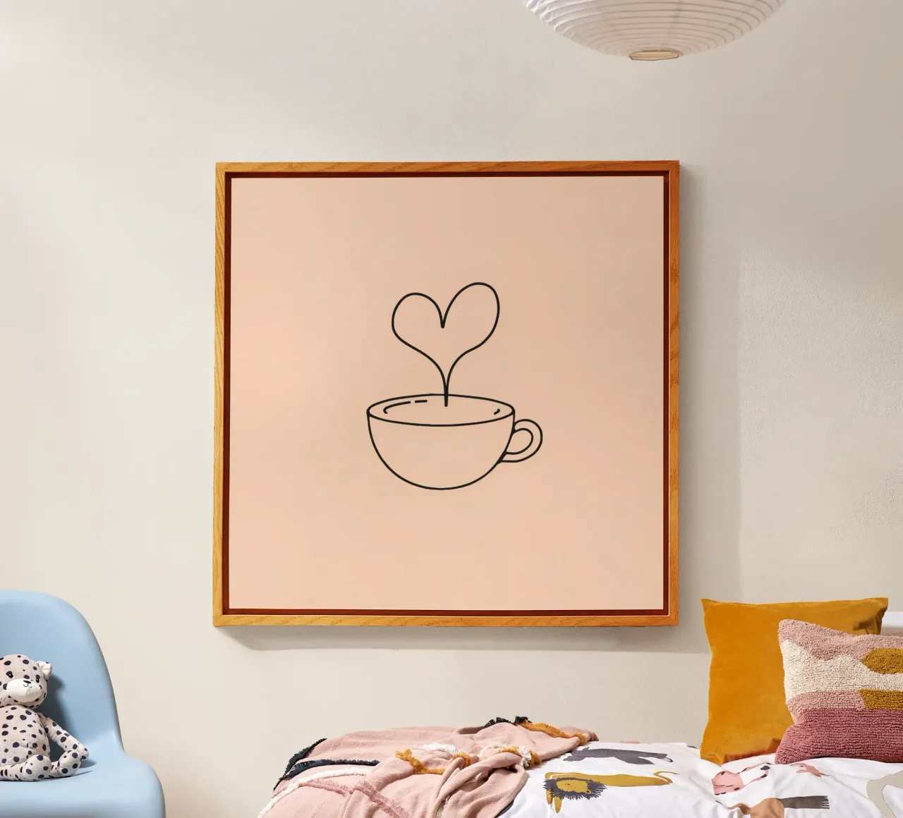 Tazza da caffè con vapore a forma di cuore su un semplice disegno pastello plexiglass da DesignDoodle