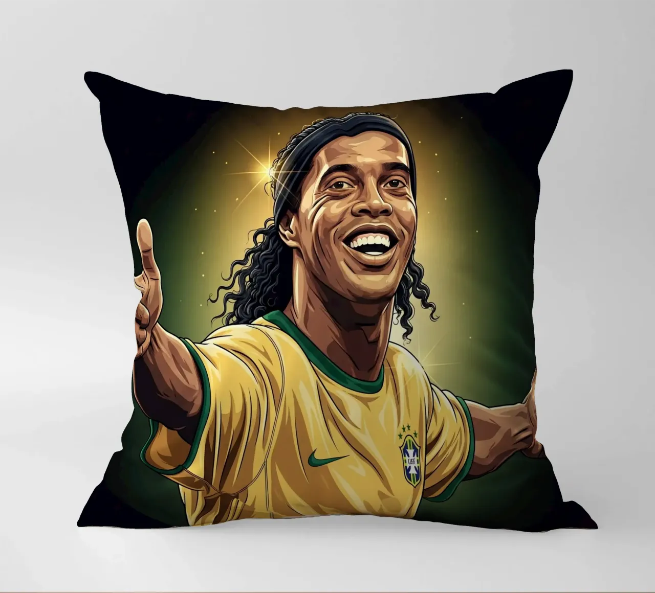 Ronaldinho with iconic smile cuscino da Lembayung art