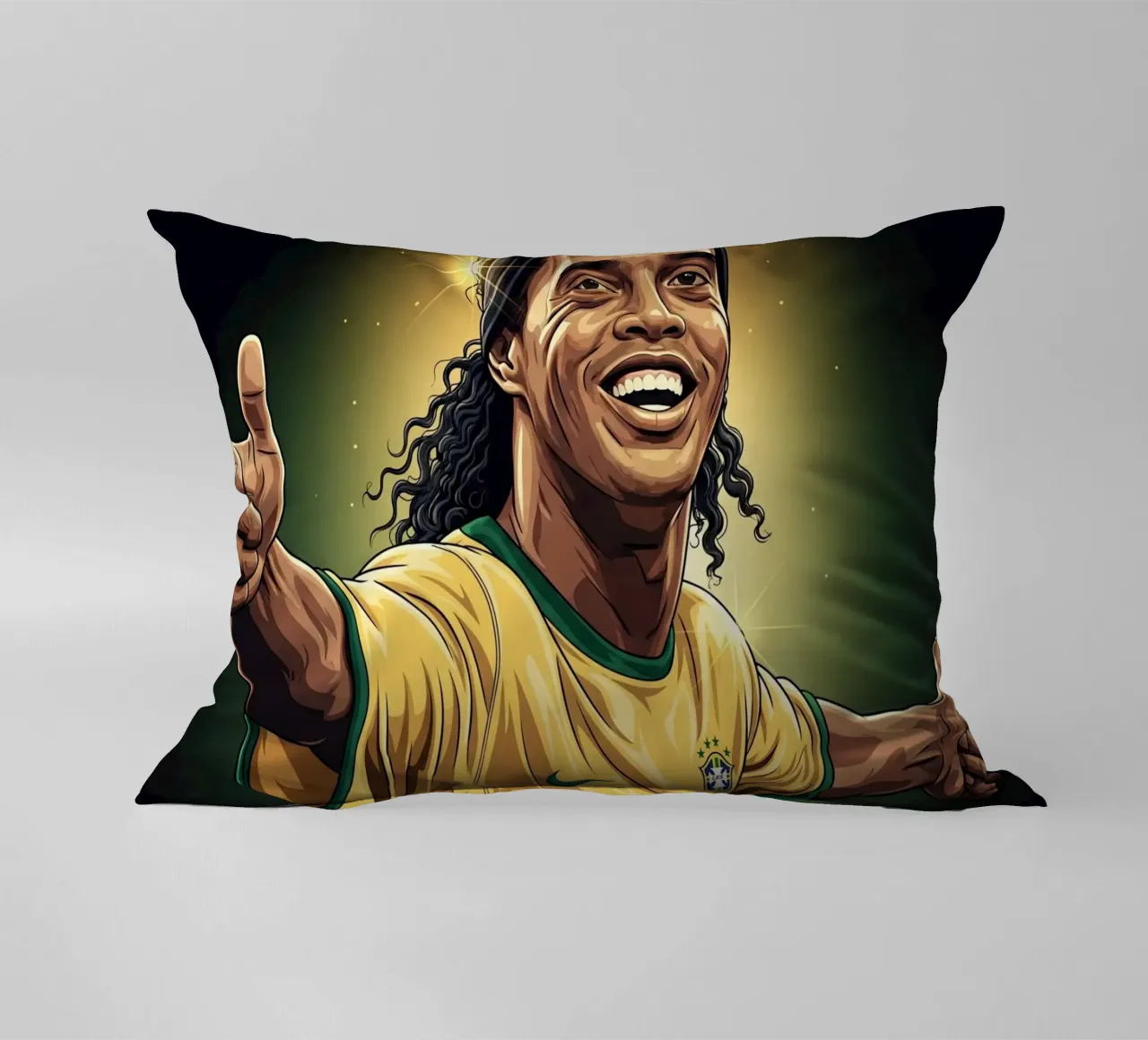 Ronaldinho with iconic smile cuscino da Lembayung art