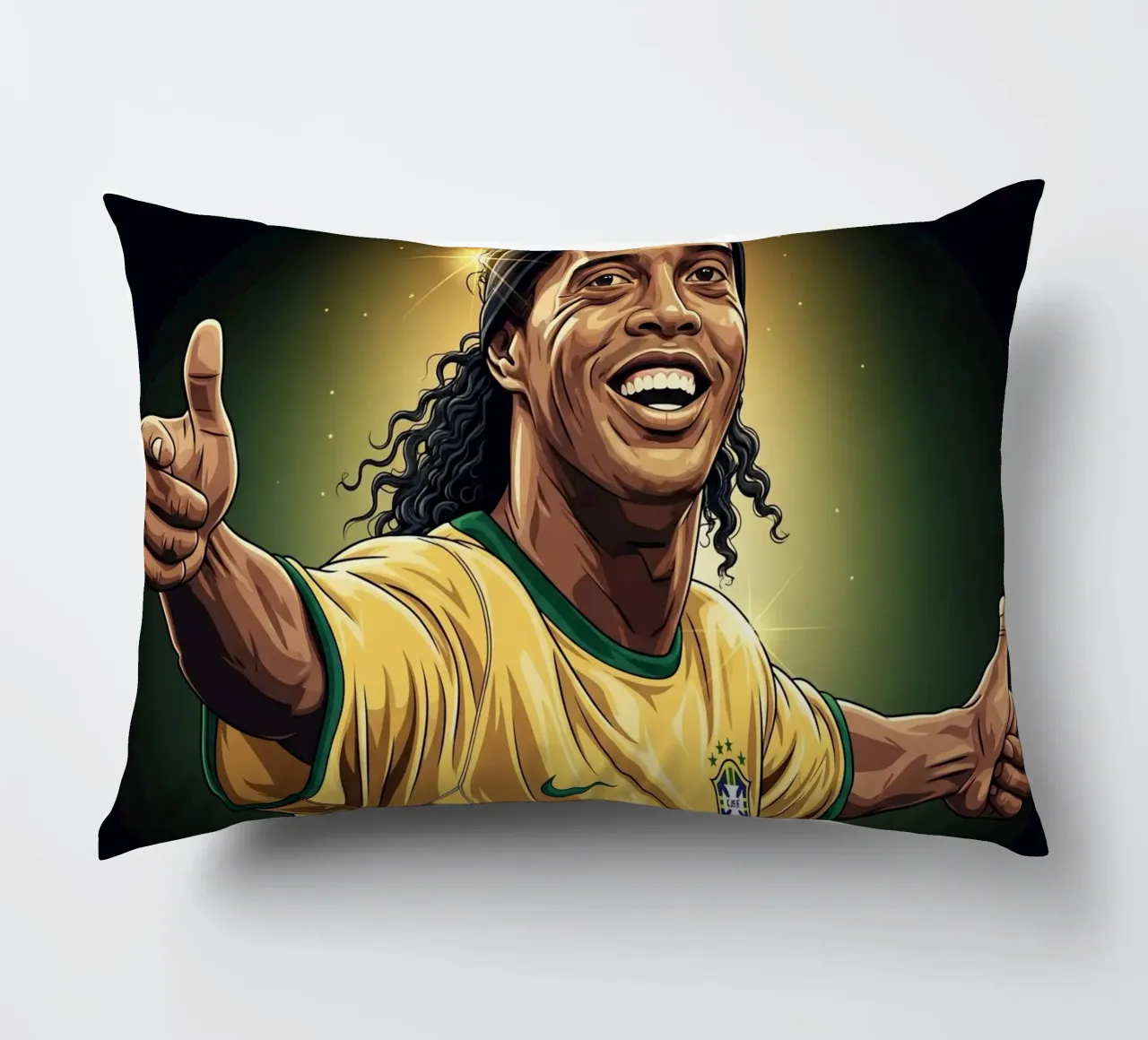 Ronaldinho with iconic smile cuscino da Lembayung art