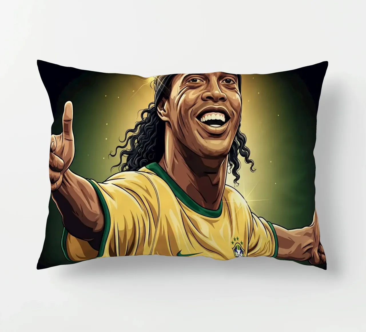 Ronaldinho with iconic smile cuscino da Lembayung art
