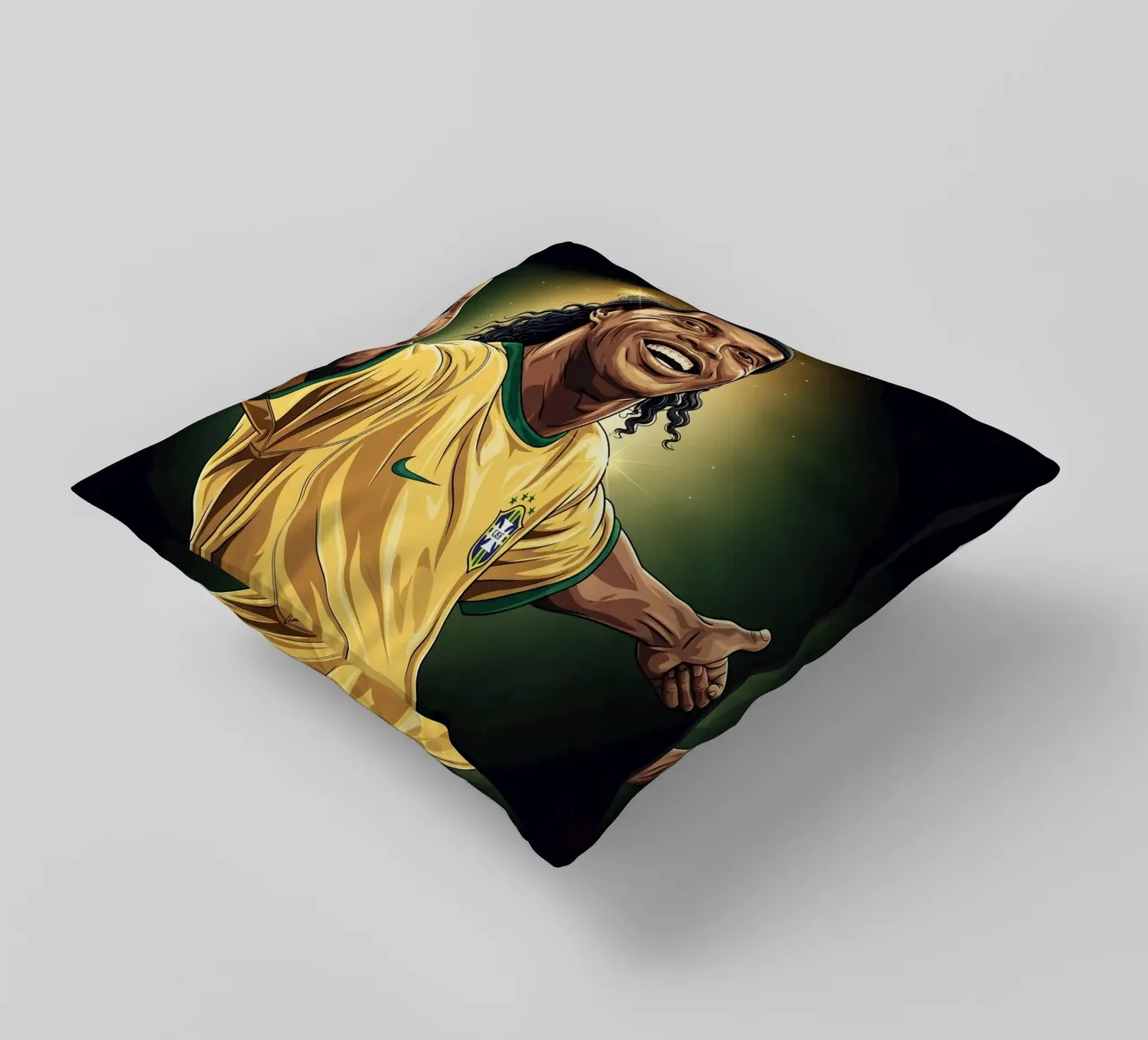 Ronaldinho with iconic smile cuscino da Lembayung art