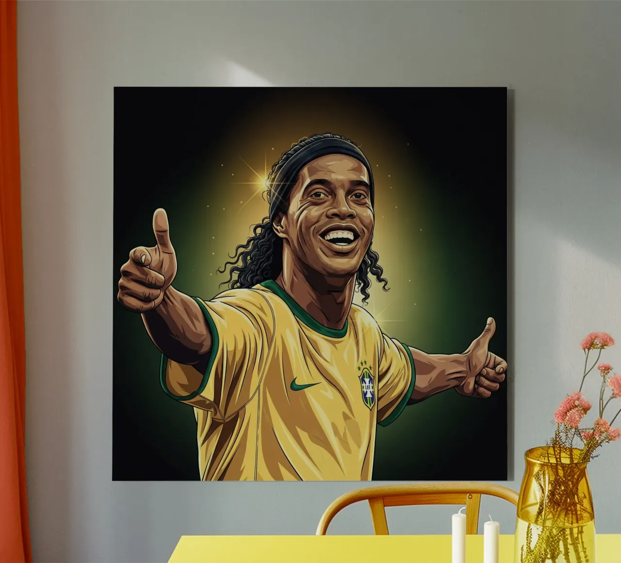 Ronaldinho with iconic smile alluminio dibond da Lembayung art