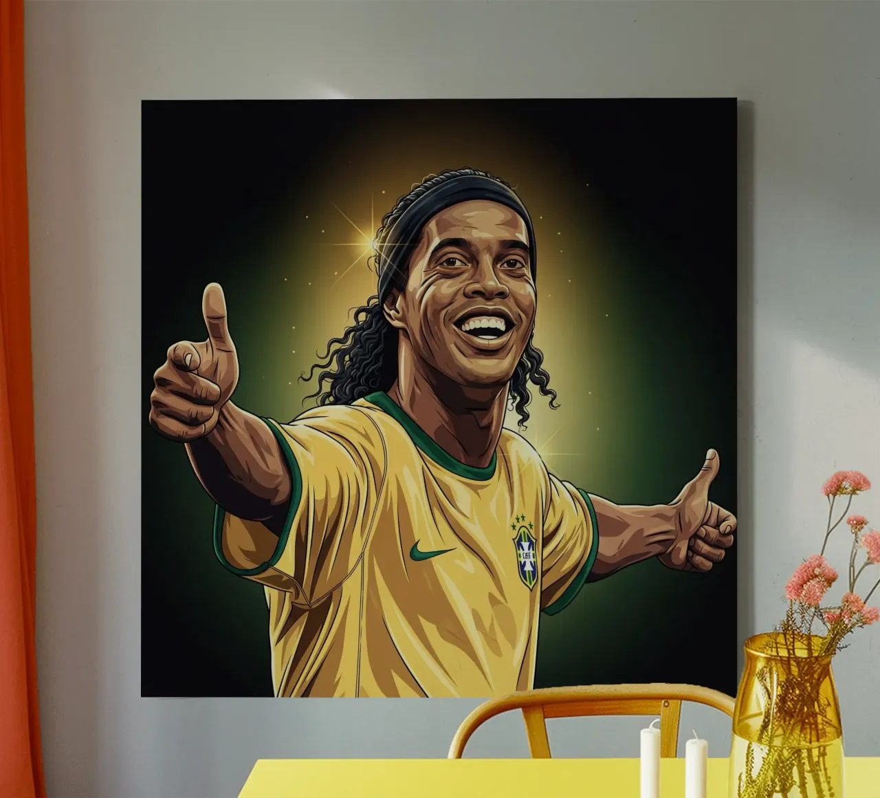 Ronaldinho with iconic smile canvas by Lembayung art