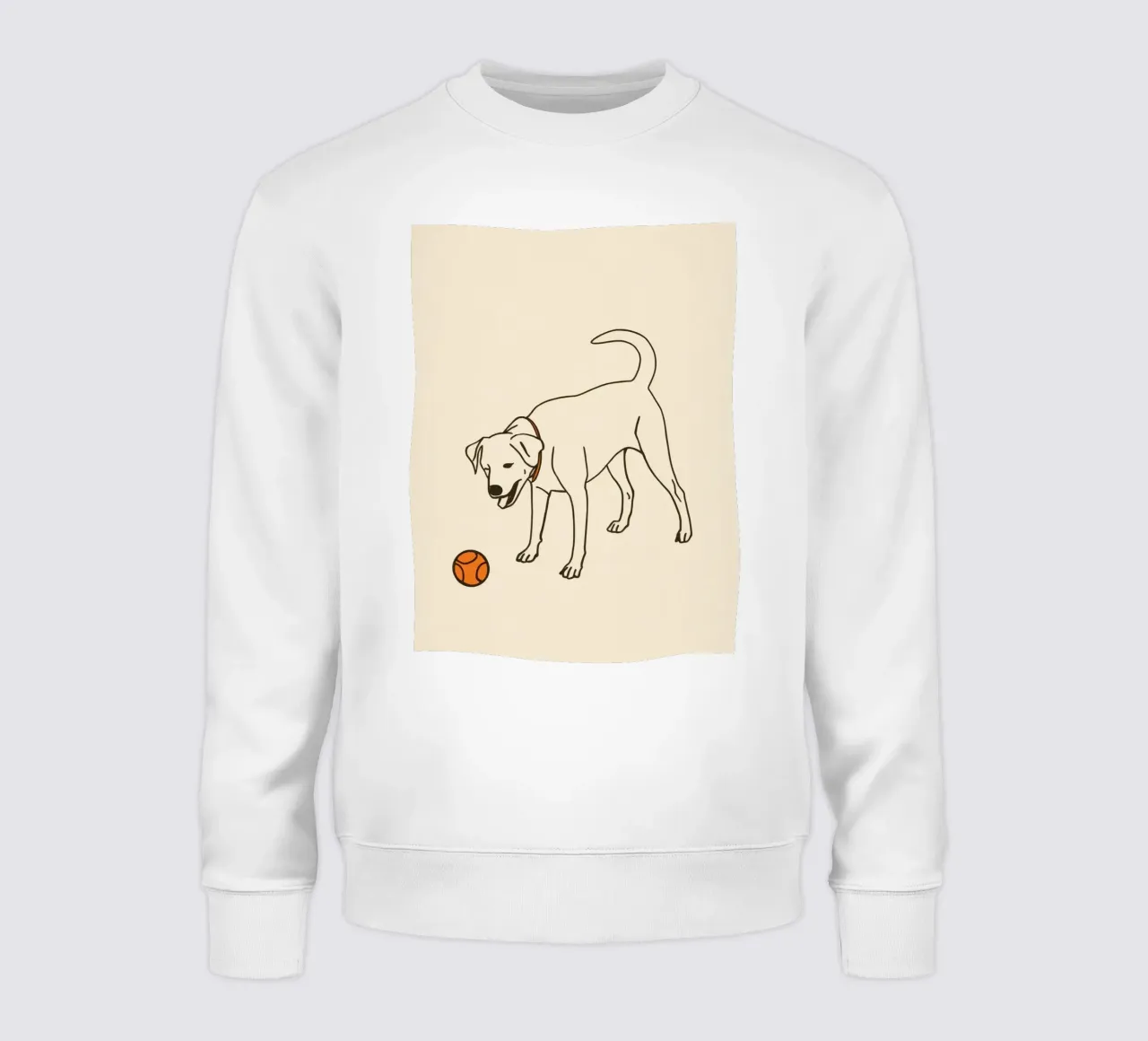 Il cane gioca con una palla in un ambiente interno caldo felpa da DesignDoodle