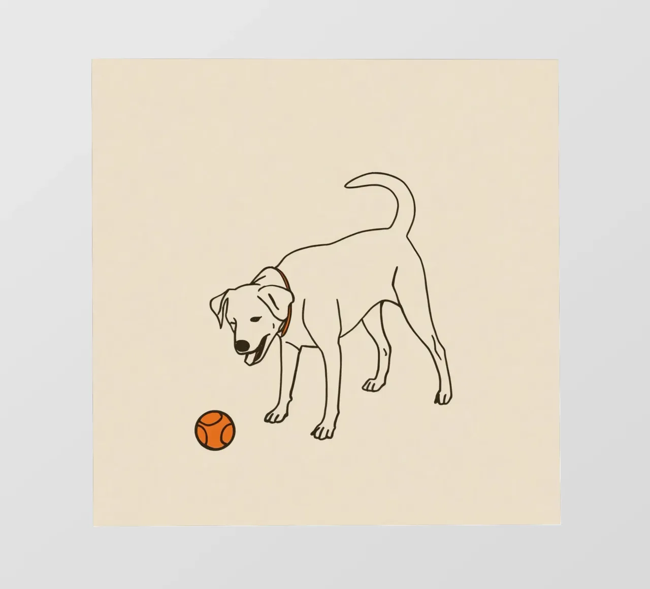 Il cane gioca con una palla in un ambiente interno caldo telo in pvc da DesignDoodle