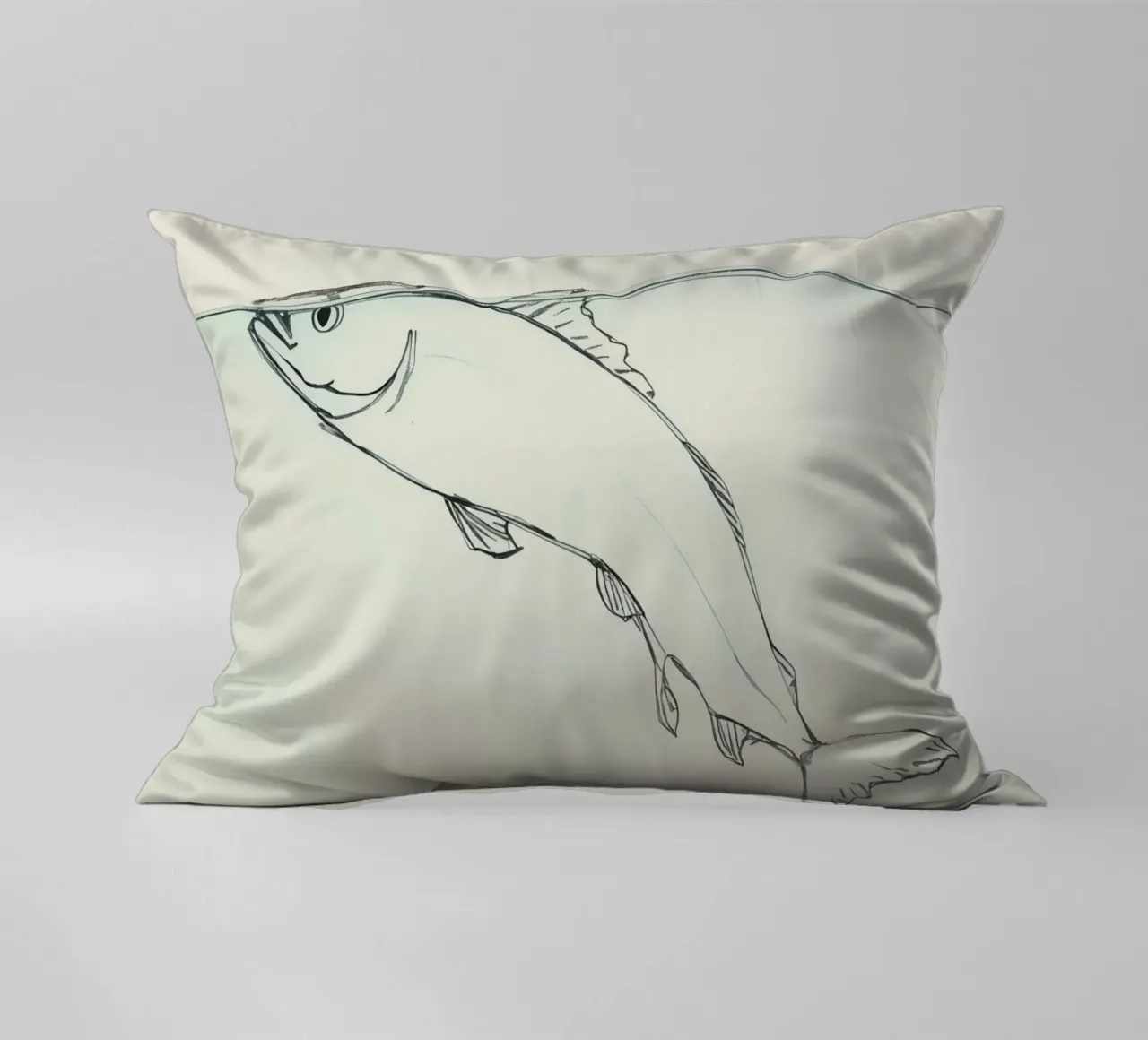 Poissons nageant juste sous la surface de l'eau dans l'art naturel coussin de DesignDoodle