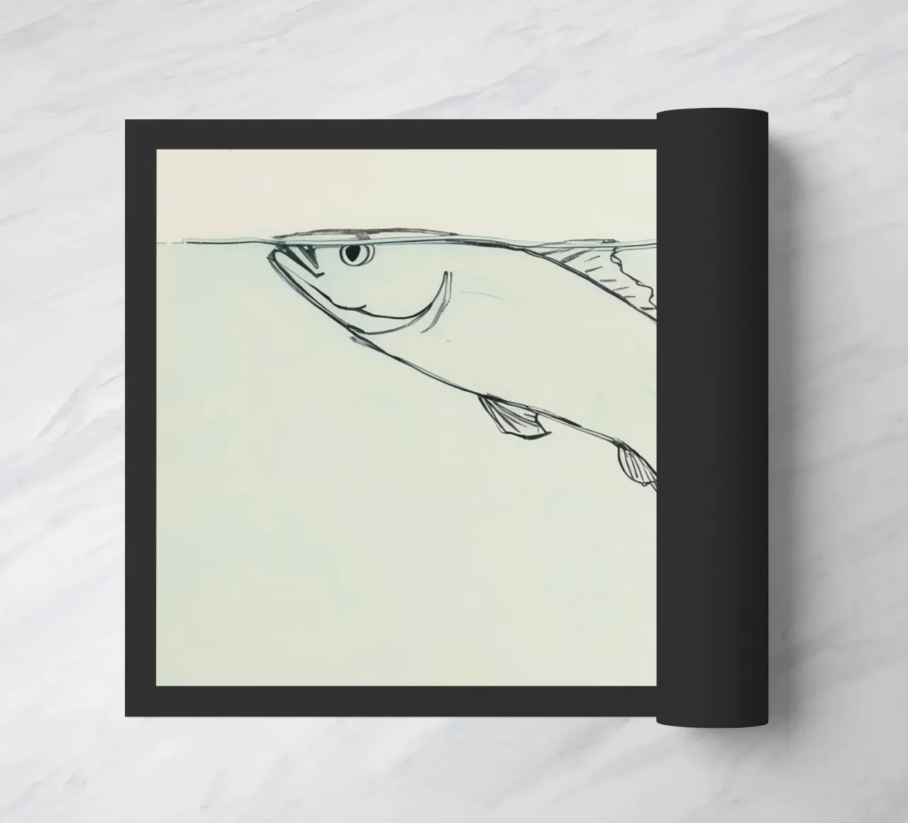 Fish swimming just below the water's surface in natural art doormat by DesignDoodle