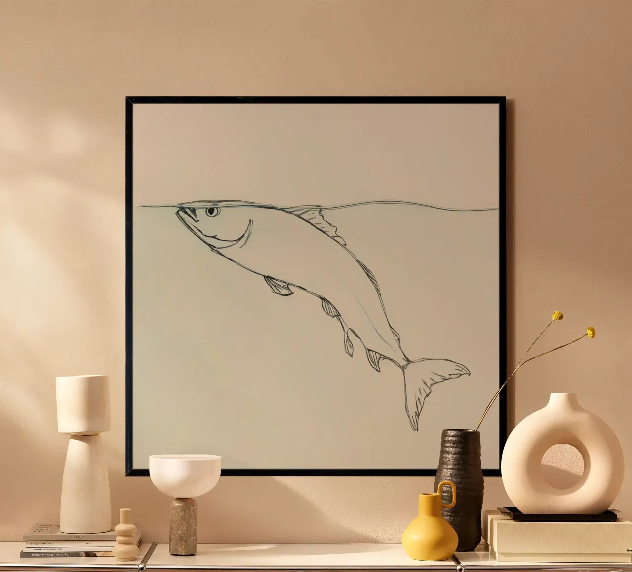 Poissons nageant juste sous la surface de l'eau dans l'art naturel poster de DesignDoodle