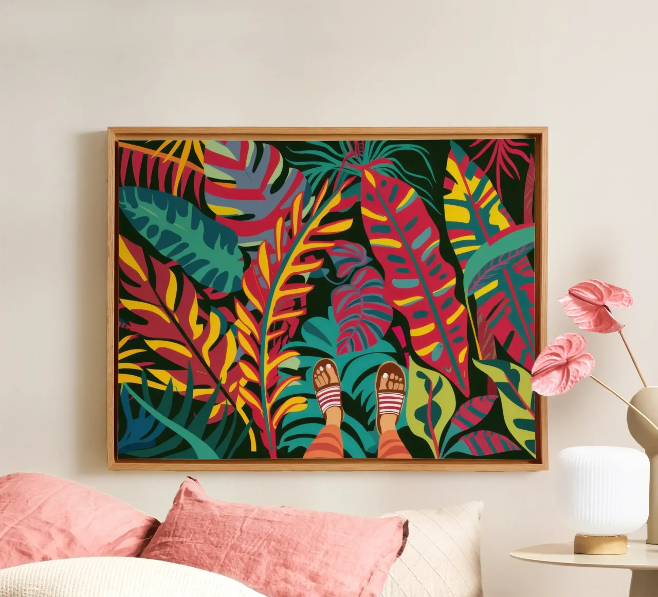 Maximalistische jungle koorts canvas met Baklijst van Bring Haven
