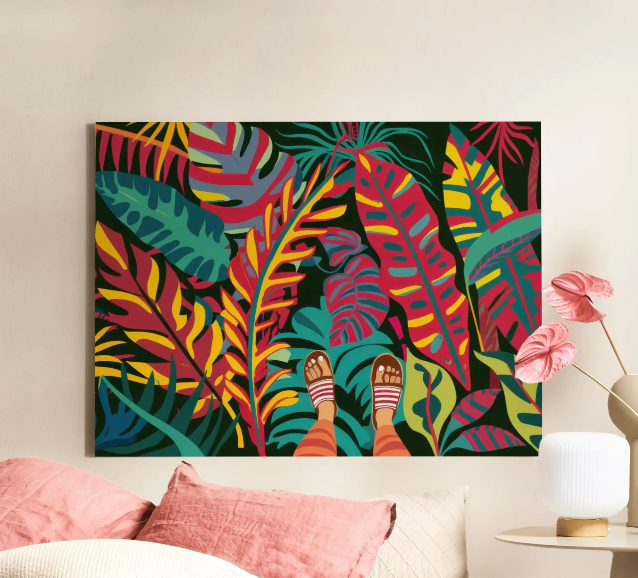Maximalistische jungle koorts canvas met Baklijst van Bring Haven