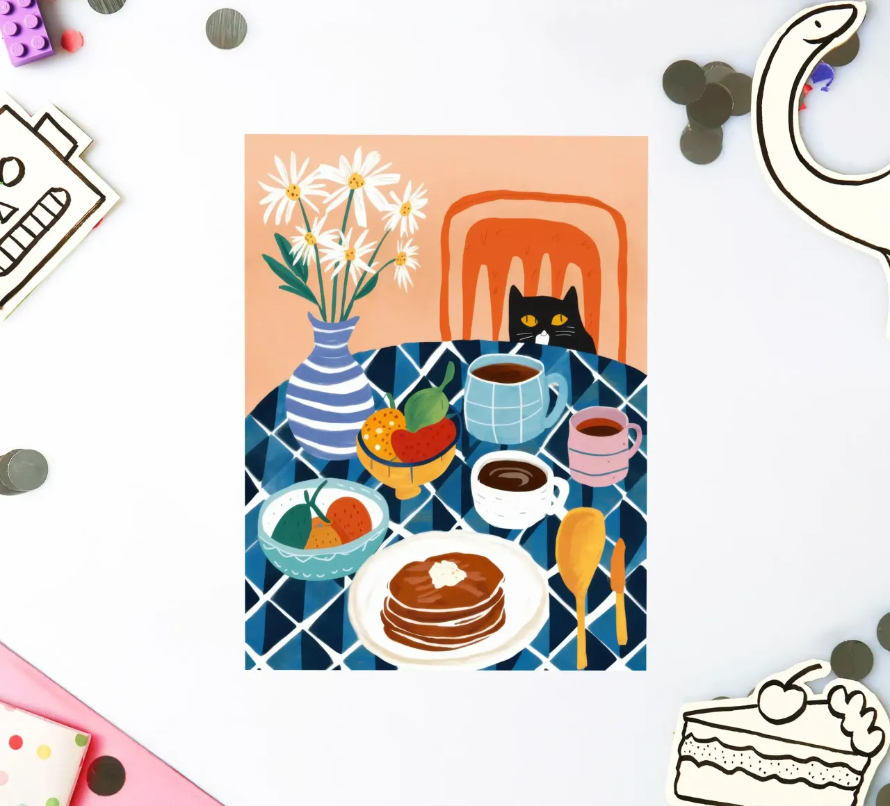 Pancake e colazione per gatti adesivo da Flock Reverie