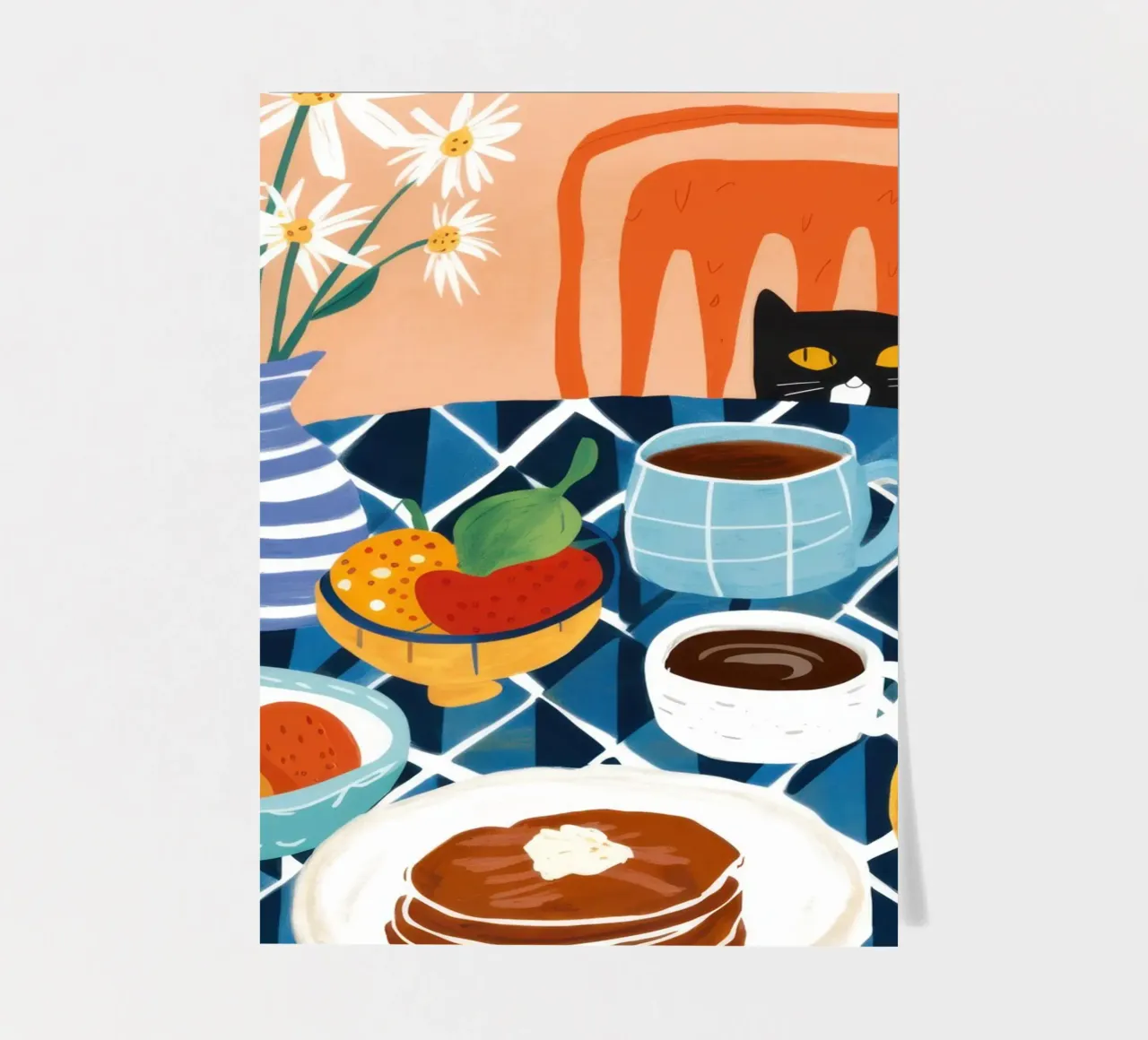 Pfannkuchen und Katzenfrühstück Stickerbogen von Flock Reverie