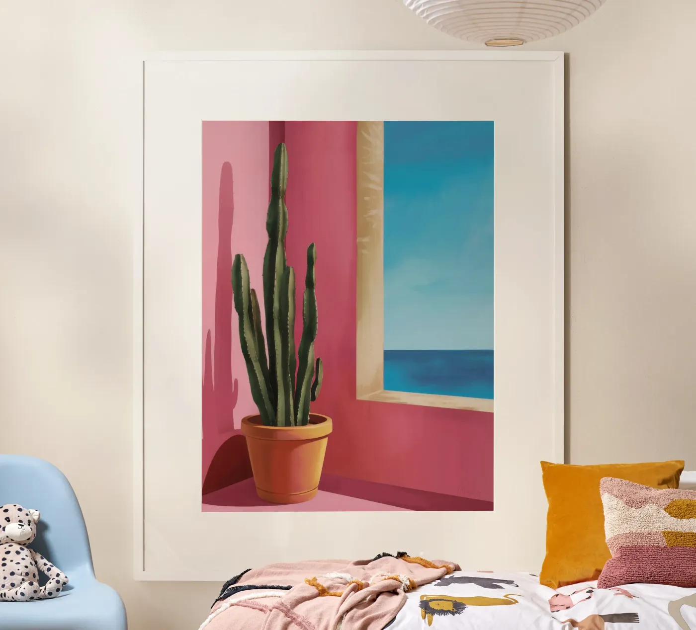 Window Ocean Cactus poster by Prism Ritual