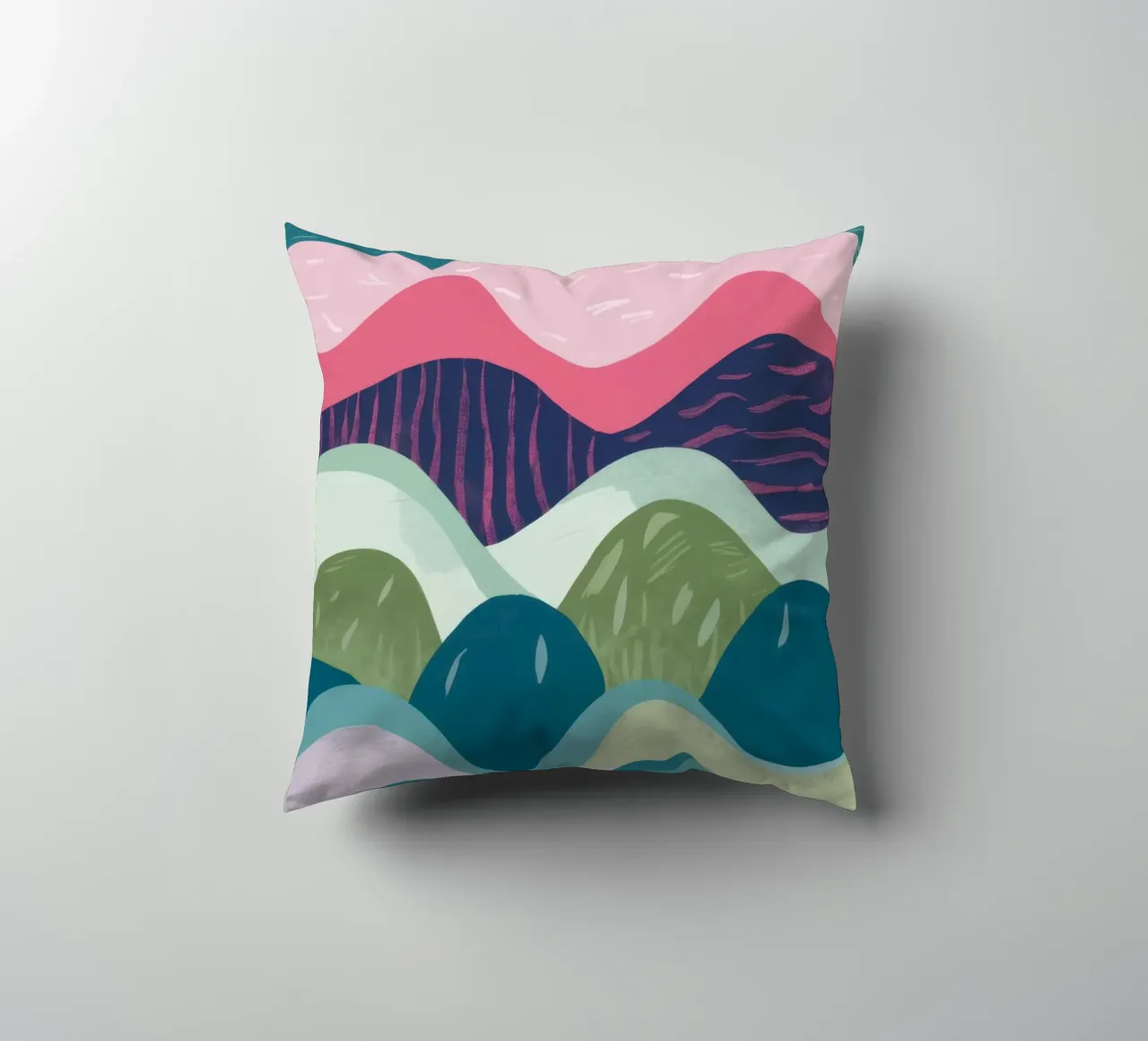 Abstract Rolling Waves decorative cushion by Flock Reverie