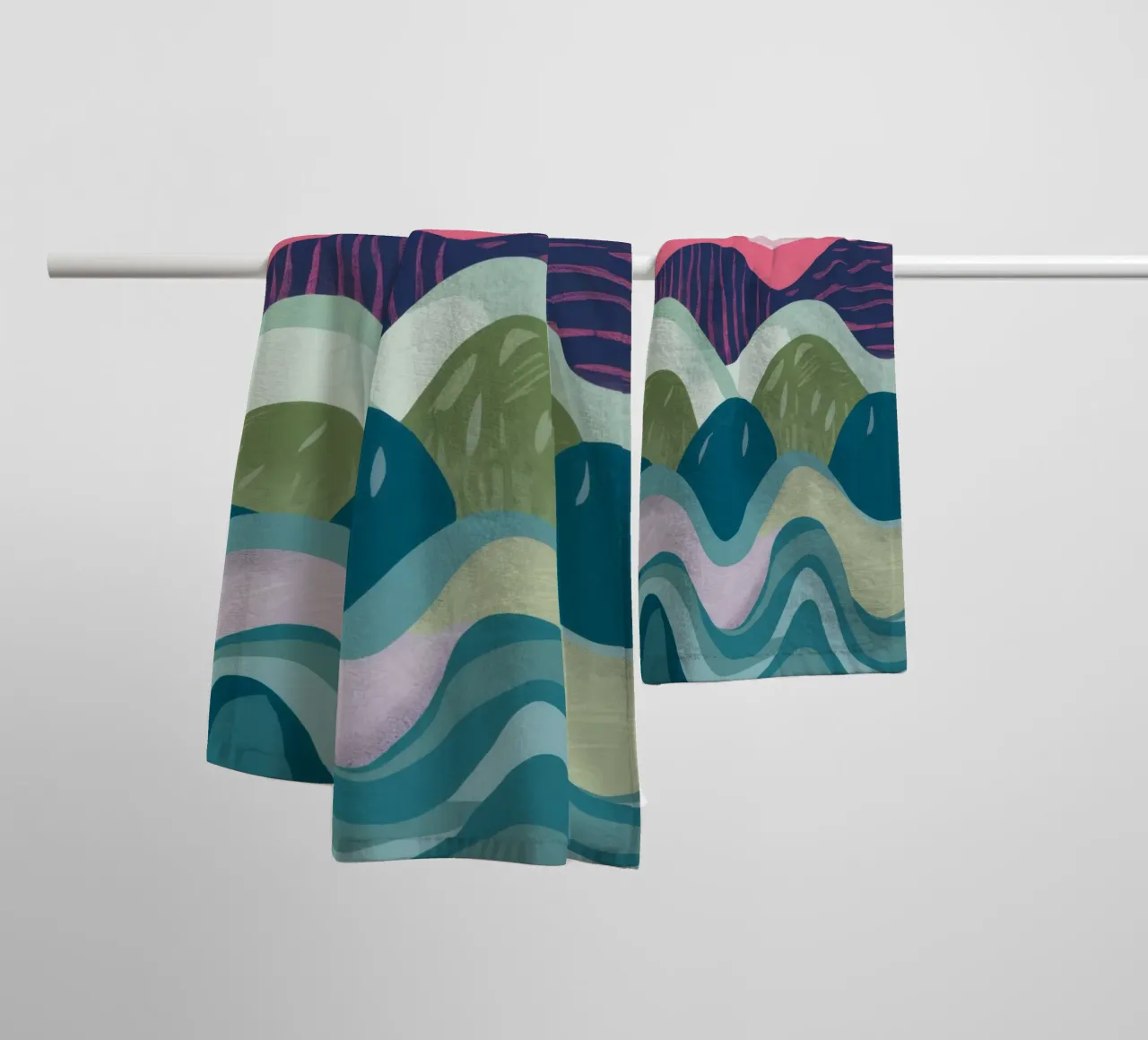 Abstract Rolling Waves towel by Flock Reverie