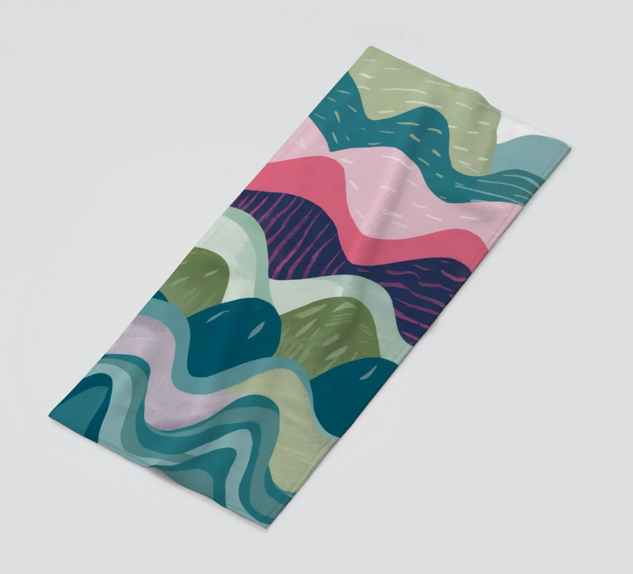 Abstrakte rollende Wellen Strandtuch von Flock Reverie