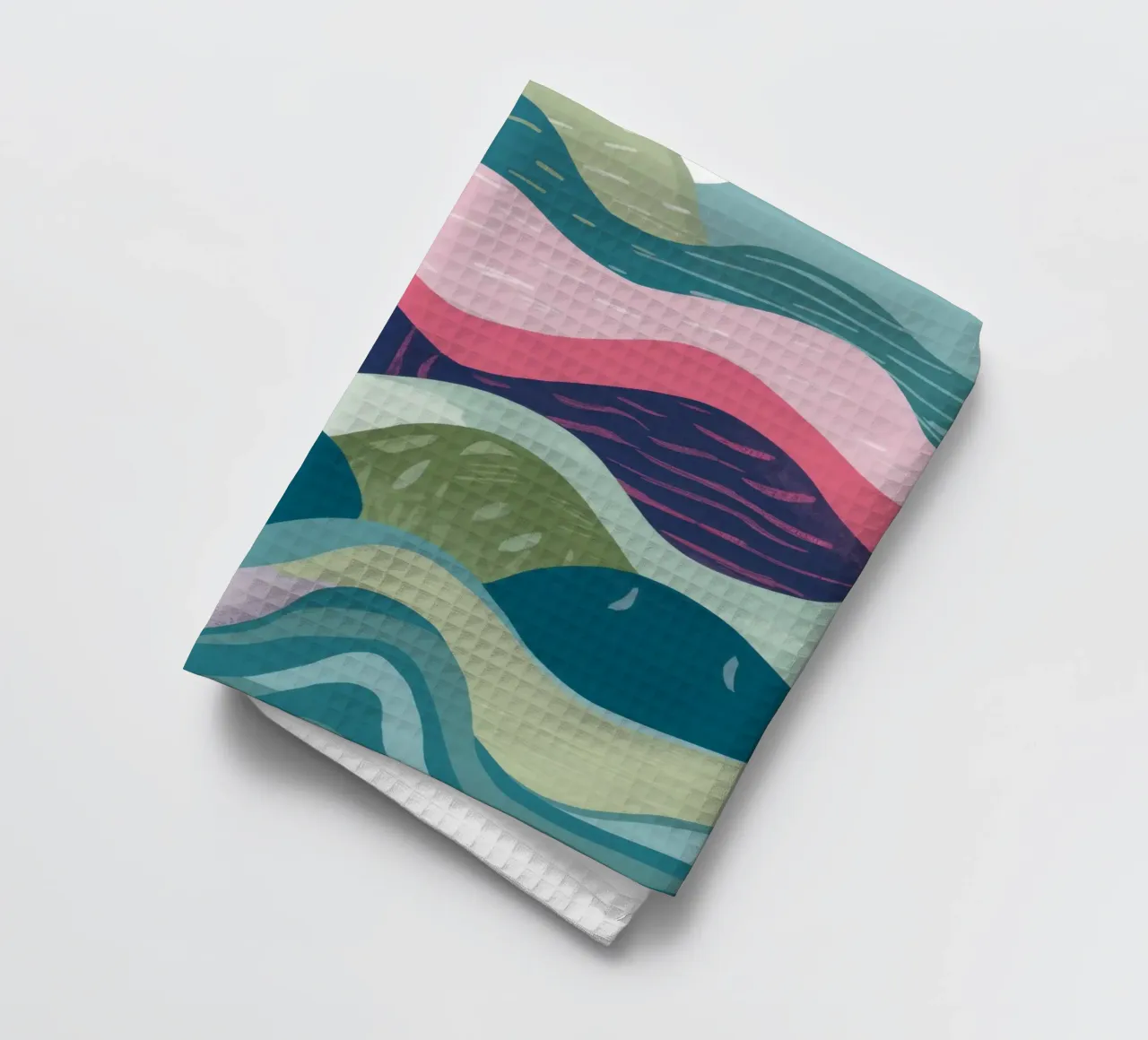 Abstracte rollende golven theedoek van Flock Reverie