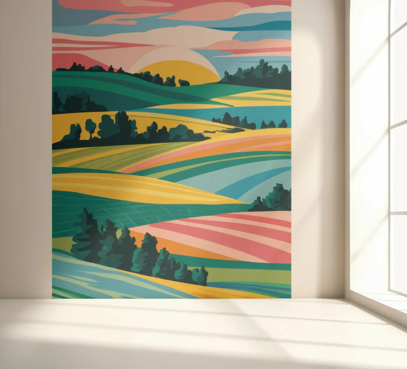 Patchwork Verdant Vallei fotobehang van Prism Ritual