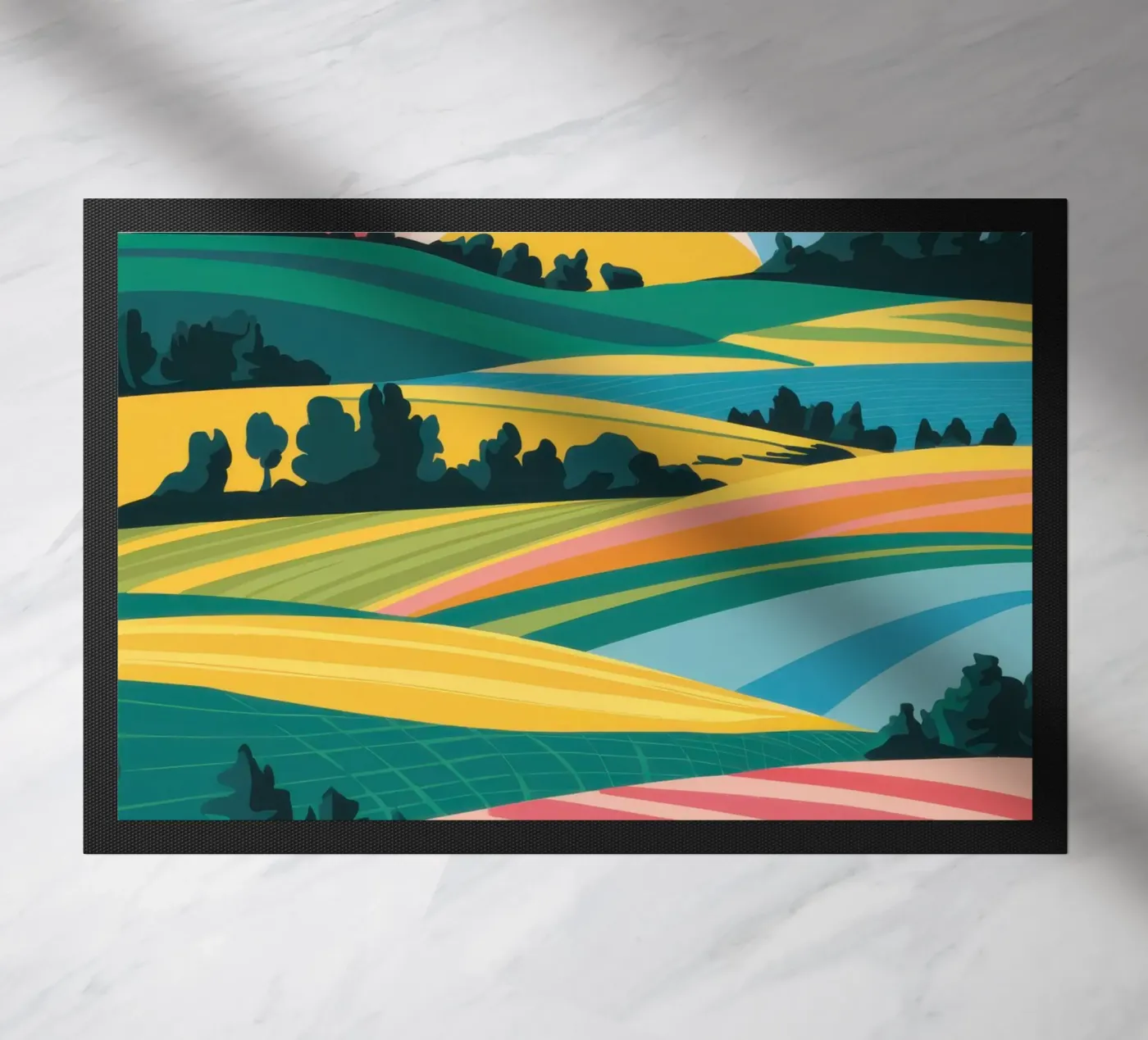 Patchwork Verdant Valley doormat by Prism Ritual