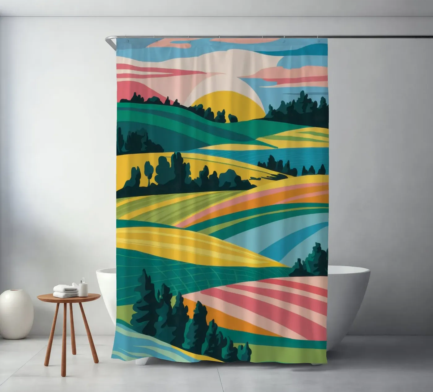 Patchwork Verdant Valley Duschvorhang von Prism Ritual