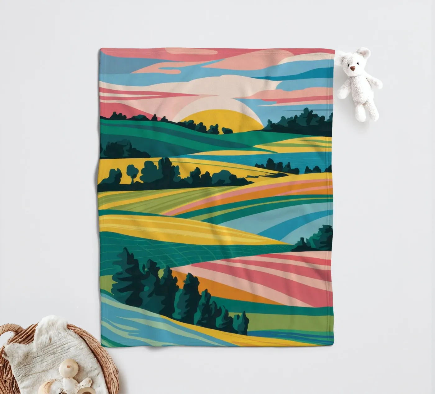 Patchwork Verdant Valley Fleecedecke von Prism Ritual