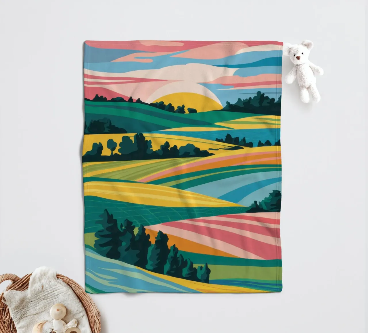 Patchwork Verdant Valley Fleecedecke von Prism Ritual