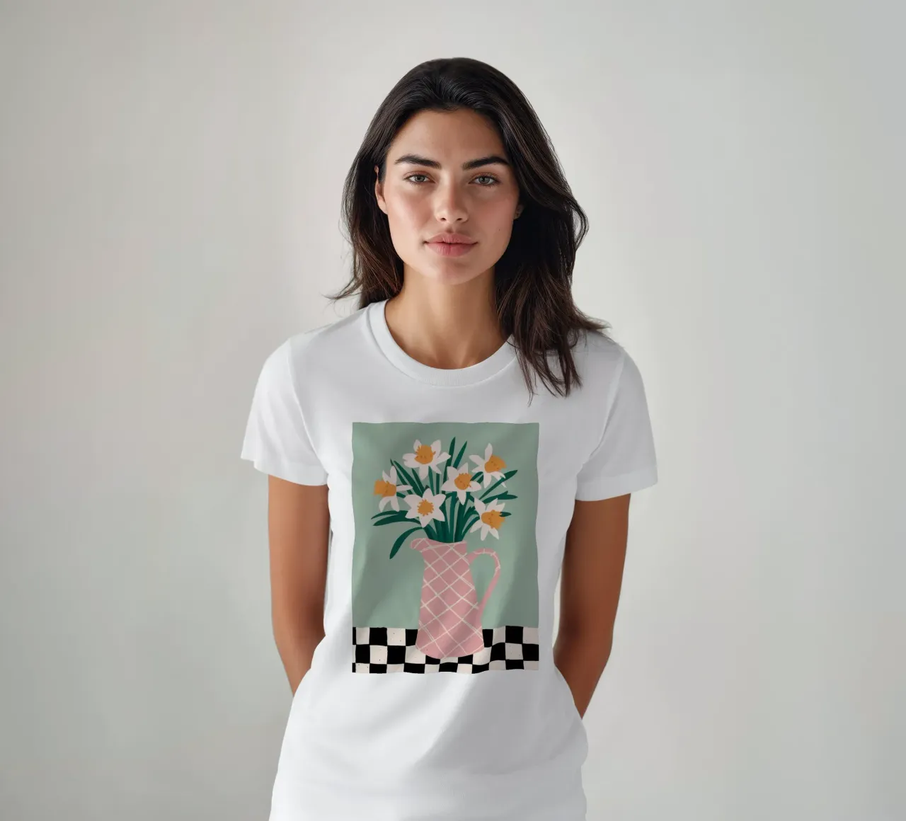 Immobile floreale a scacchi t-shirt da Veil Maya