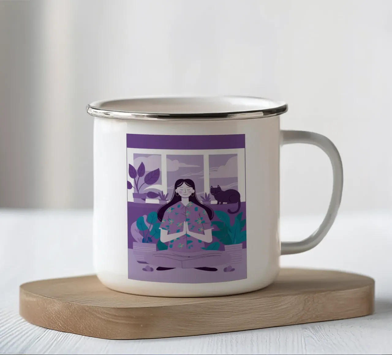 Compagni di yoga sereni tazza in smalto da Bring Haven