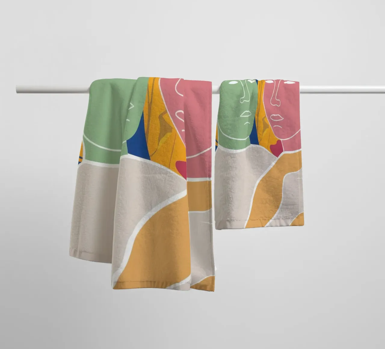 Levendige abstracte omhelzing badhanddoek van Veil Maya