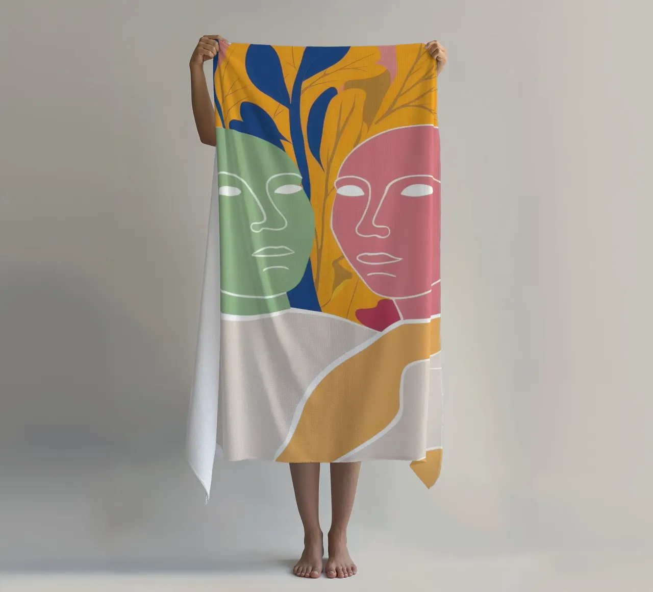 Vibrant Abstract Embrace beach towel by Veil Maya