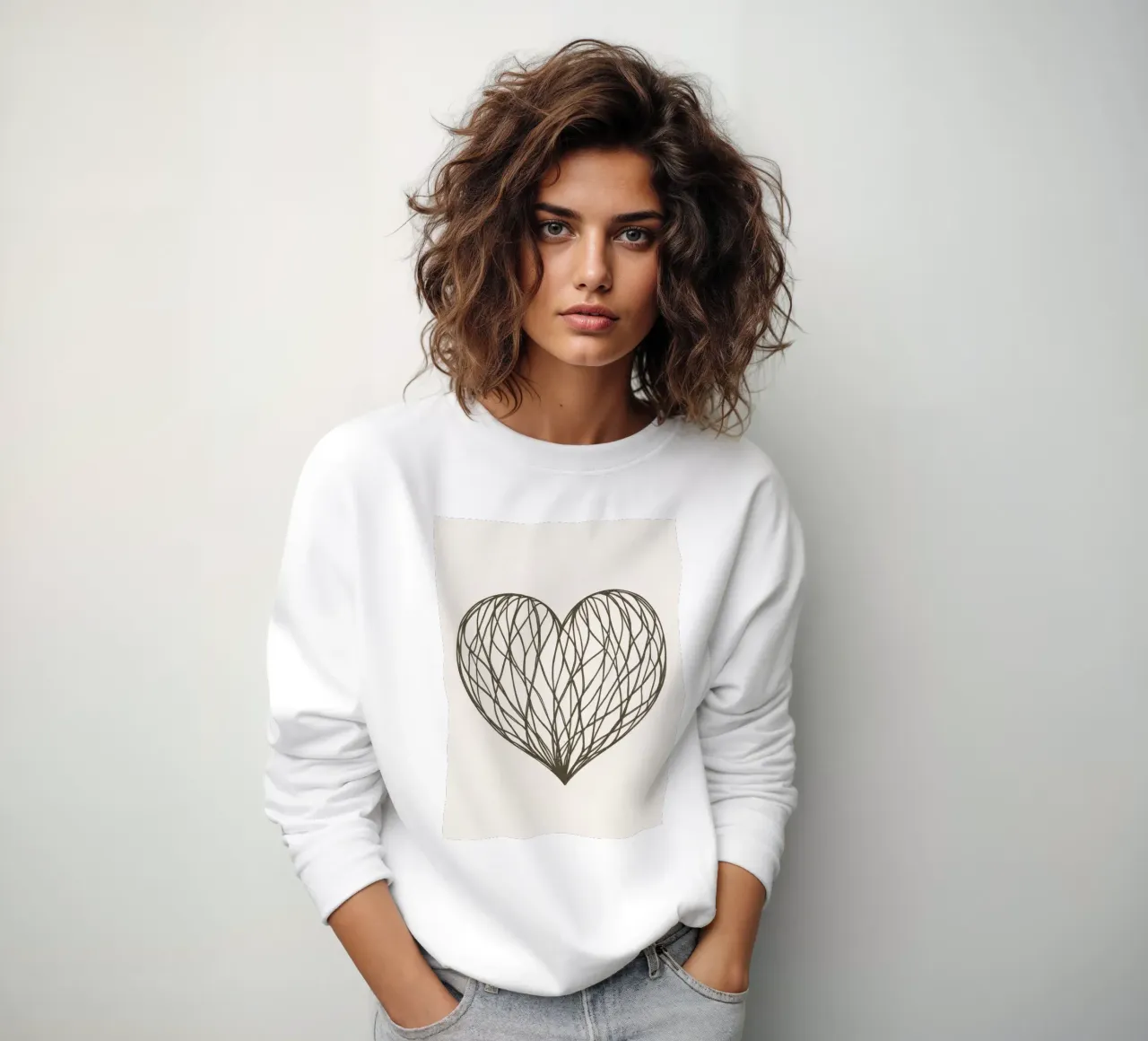 Ilustración detallada de un corazón con líneas entrelazadas sudadera de DesignDoodle